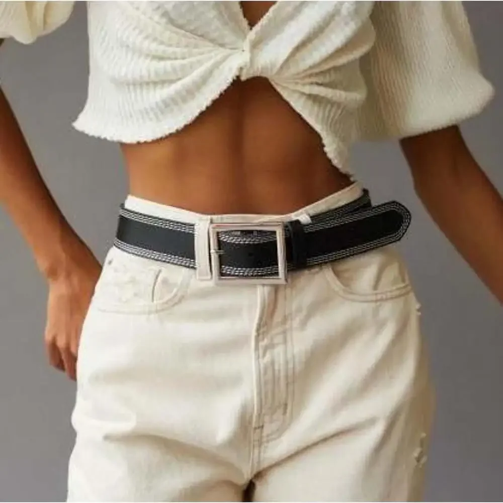 Urban Outfitters Double-Stitch Leather Belt Black Size M